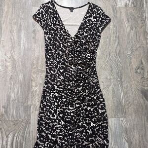 Ann Taylor women's dress size M animal print cross body plunge neck line